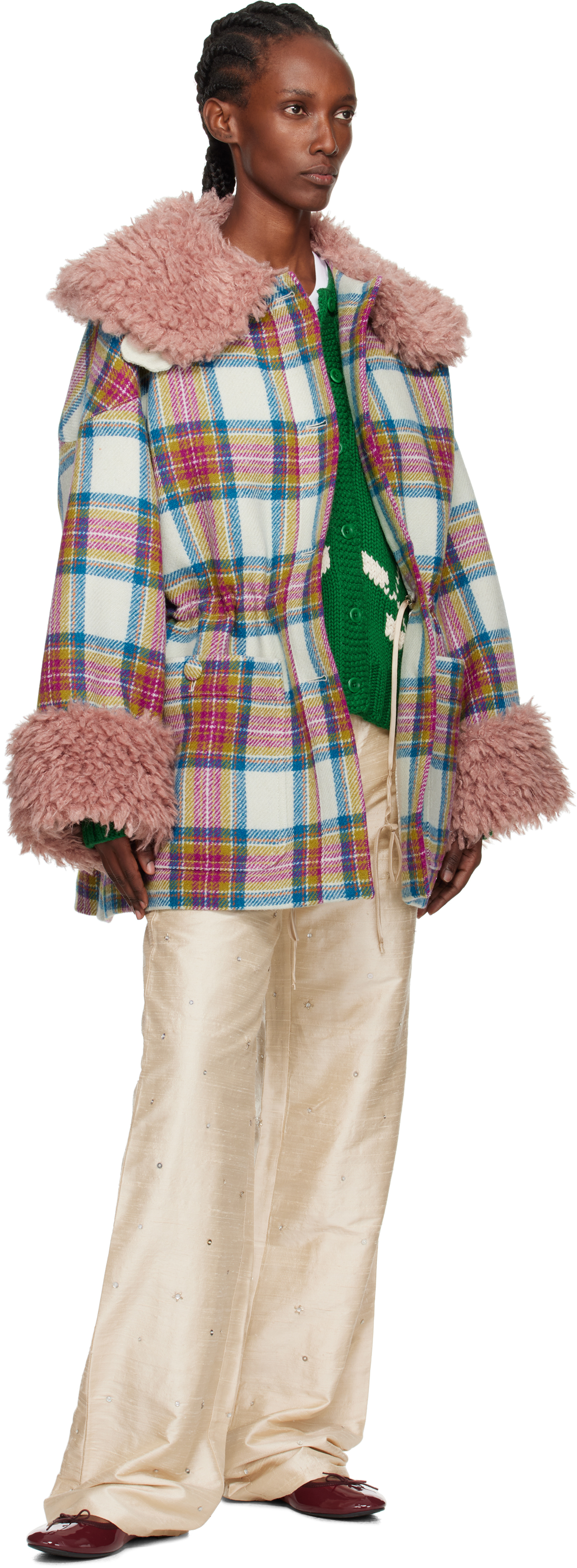 White & Pink Harris Tweed Connie Coat