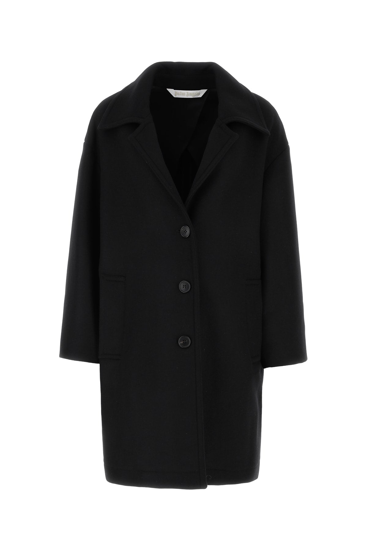 Single-Breasted Wool Coat — Black