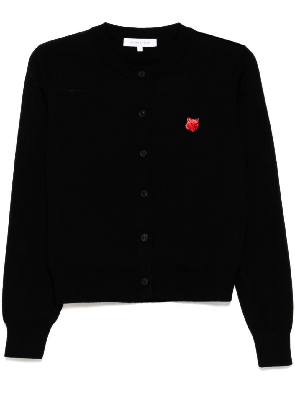 Bold fox head patch cardigan - Black