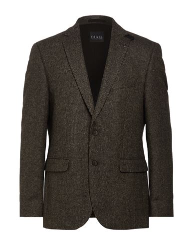 Man Blazer Dark brown Size 44 Virgin Wool, Polyamide, Silk, Polyester, Elastane