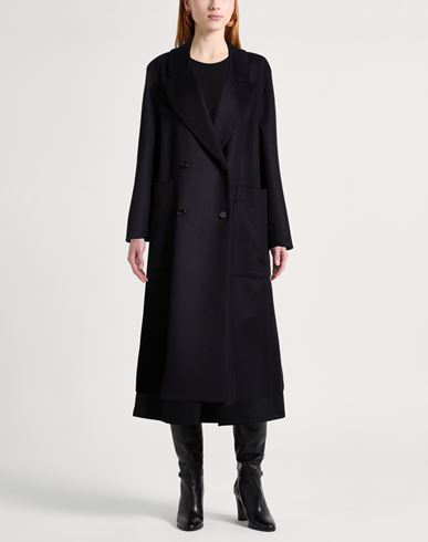 Paltò Guardaroba Woman Coat Midnight blue Size 10 Virgin Wool, Nylon, Cashmere