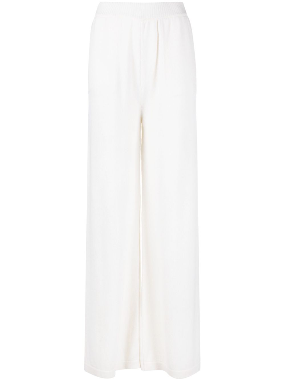 Wide-leg wool-cashmere blend trousers - White