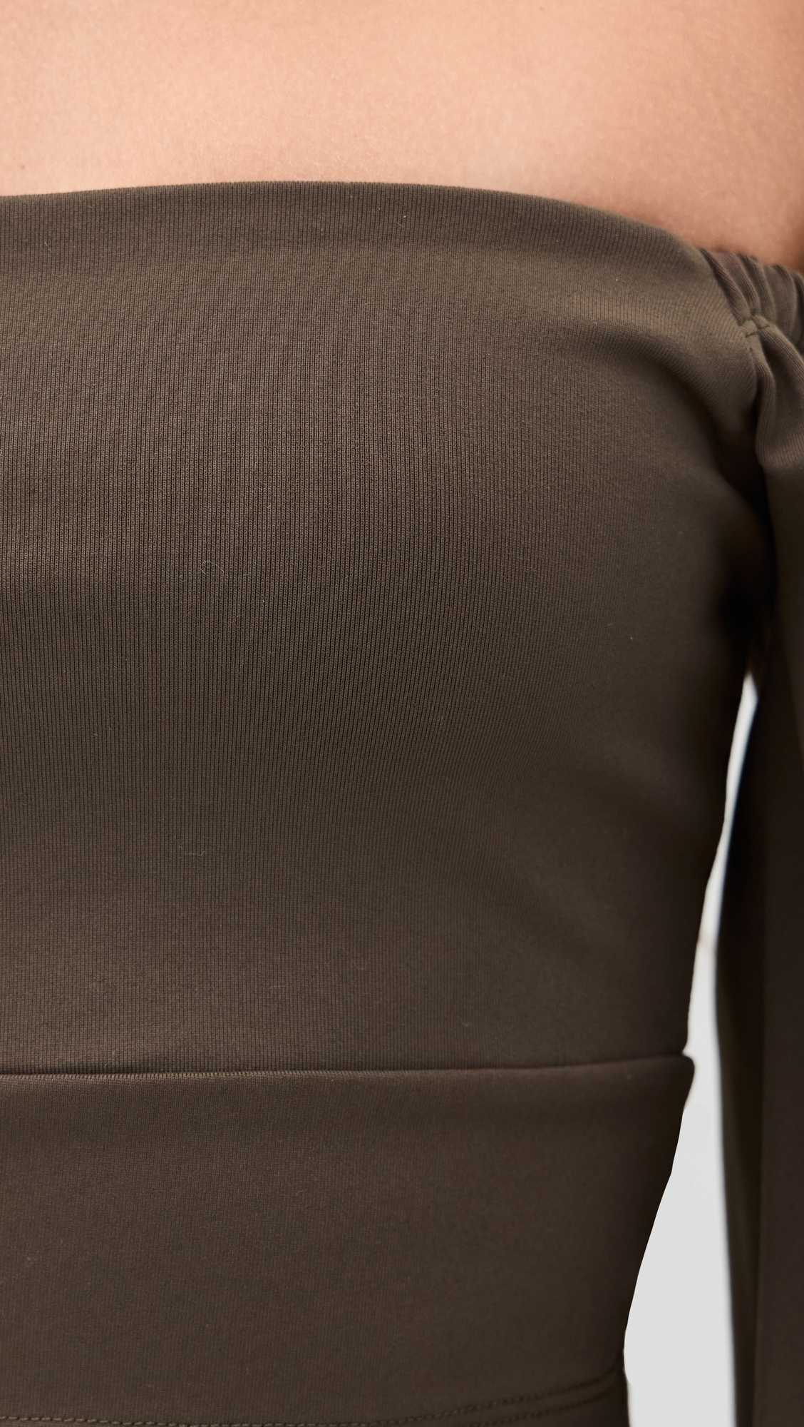 Off-Shoulder Puff Sleeve Top Turkish Coffee