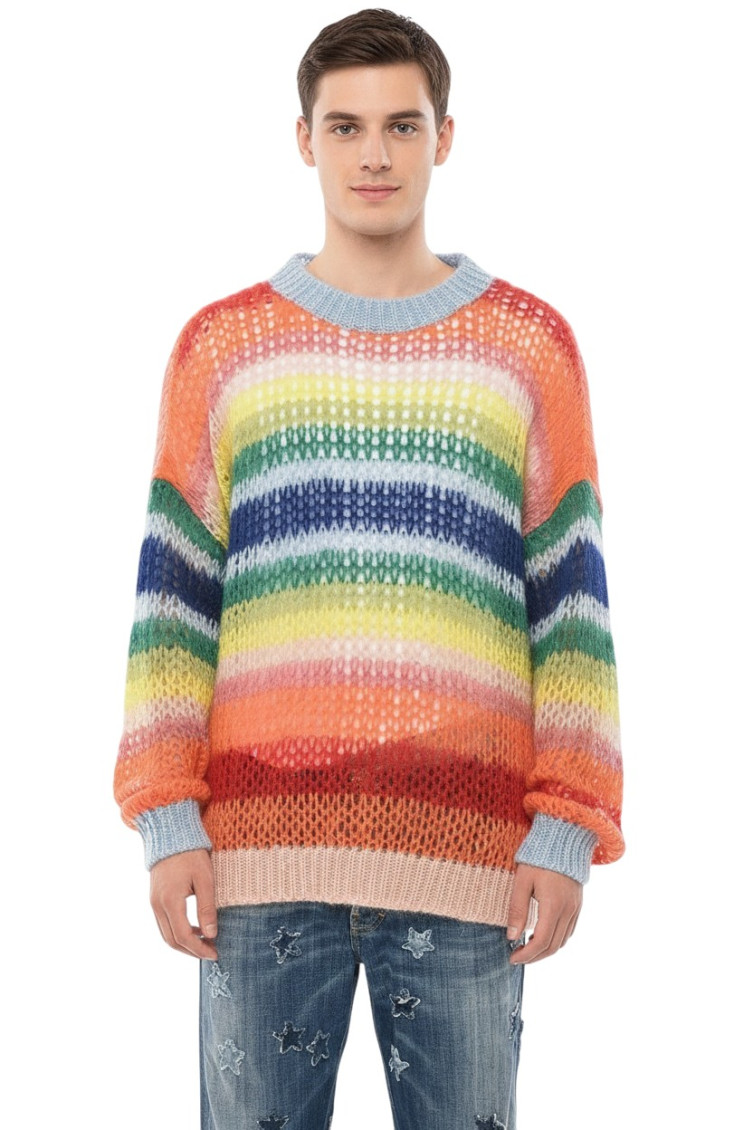 Multicolor Stripes Crew Neck Sweater