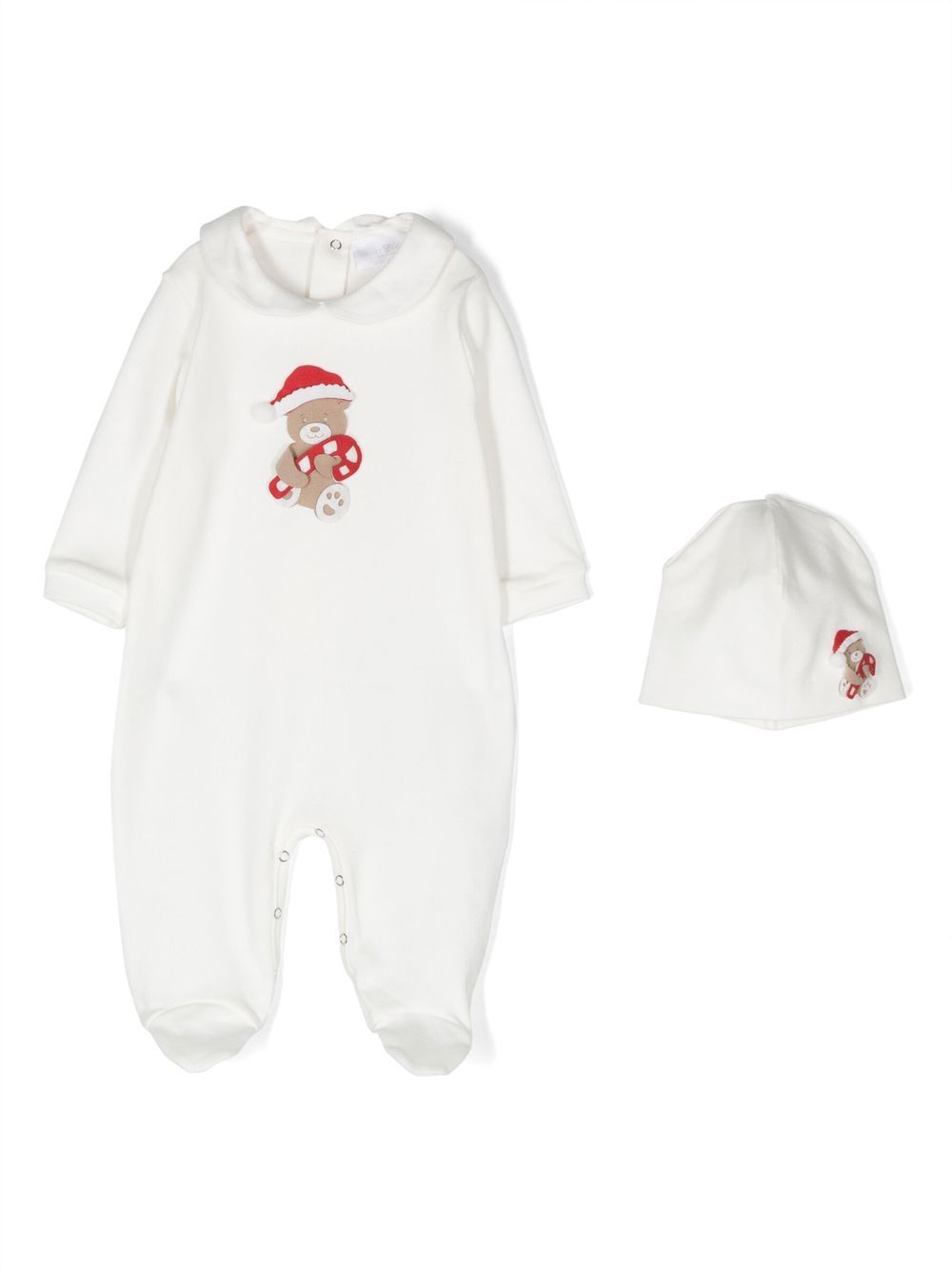 Teddy-print baby grow - Neutrals