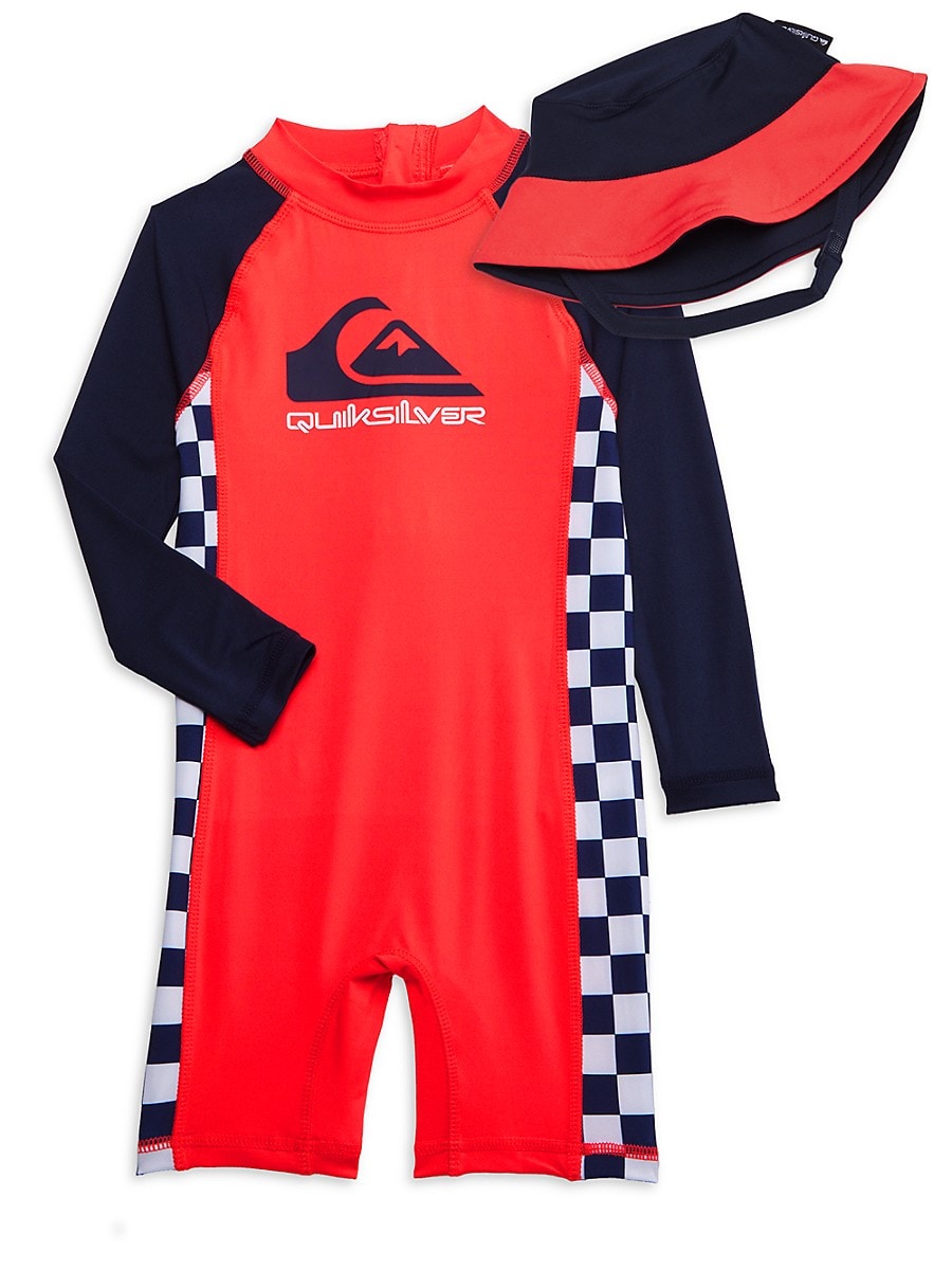 Baby Boy's 2-Piece Rashguard & Hat Set - Red Multi