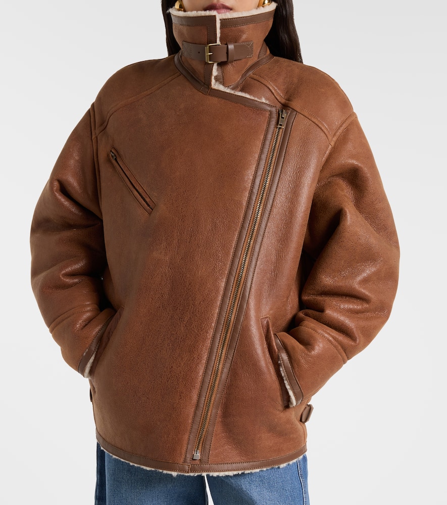 Adelina shearling-trimmed leather jacket