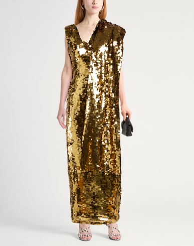 Woman Maxi dress Gold Size 10 Polyester