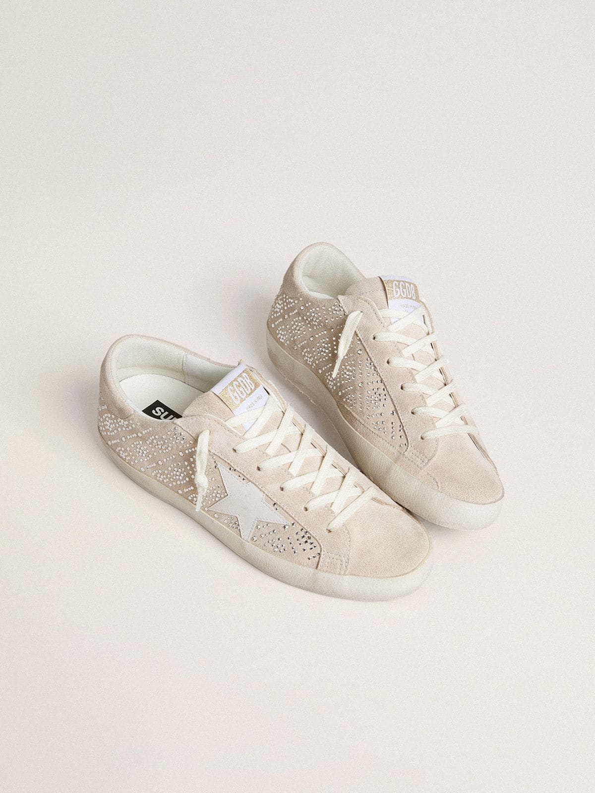 Golden Goose - Women's Super-star Ltd In Suede With Swarovski Crystals And Ice-gray Leather Star, Woman