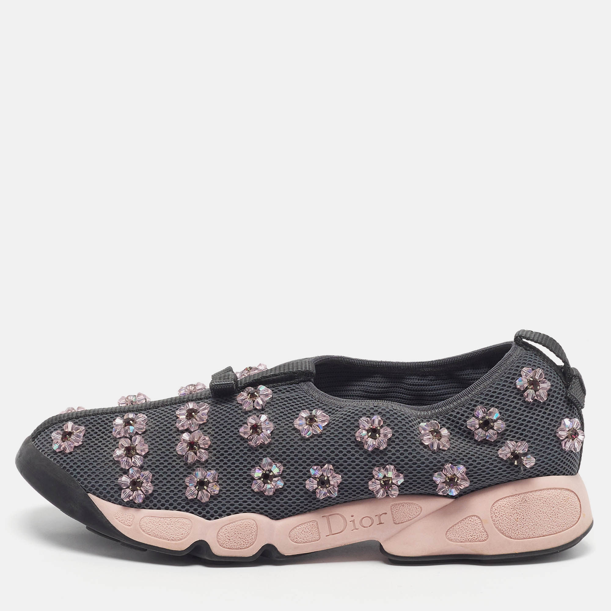 Dior Fusion 39.5 Grey Mesh Slip On Sneaker