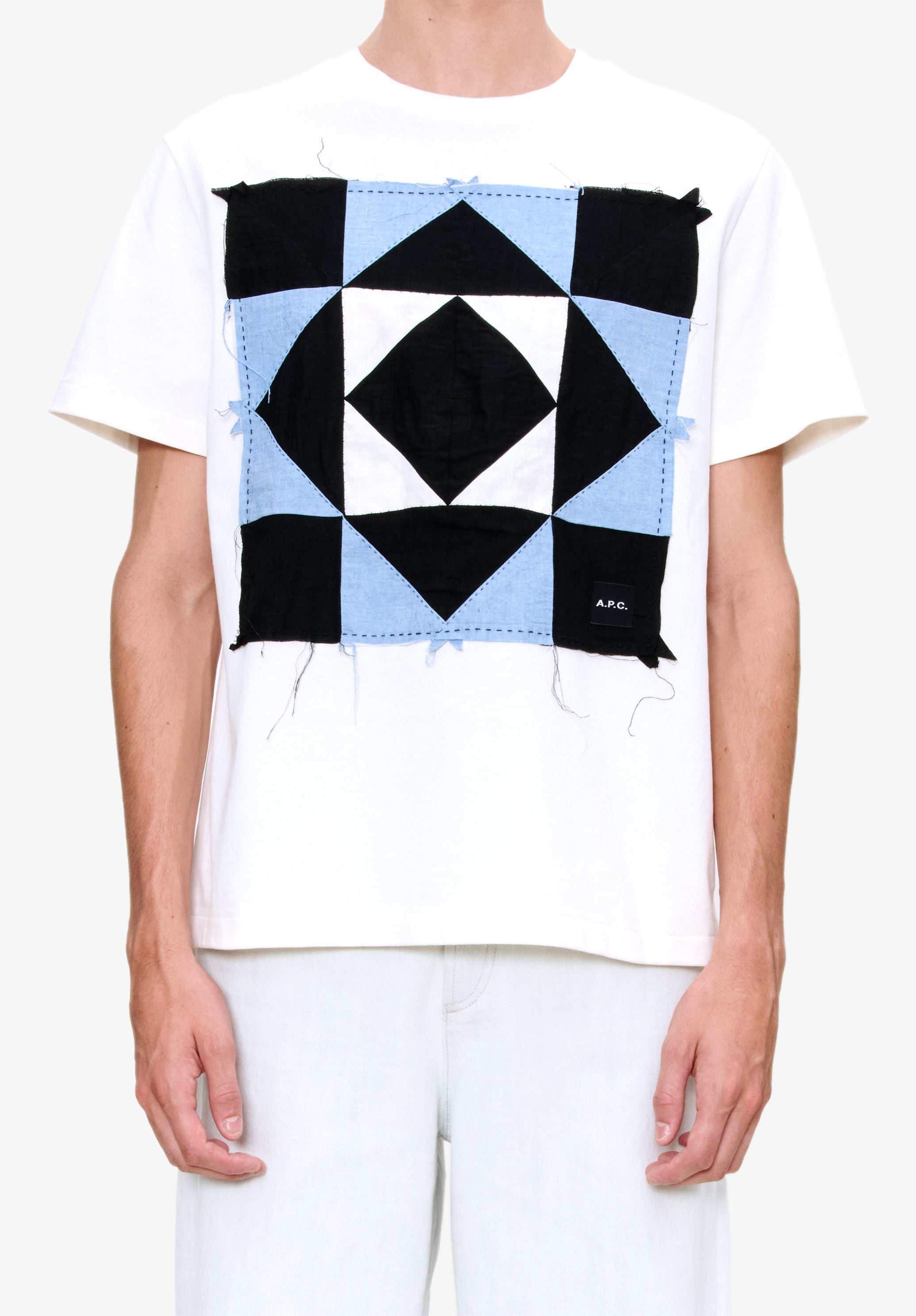 A. P.C. Men's Patchwork T-shirt Size: Extra Small in White