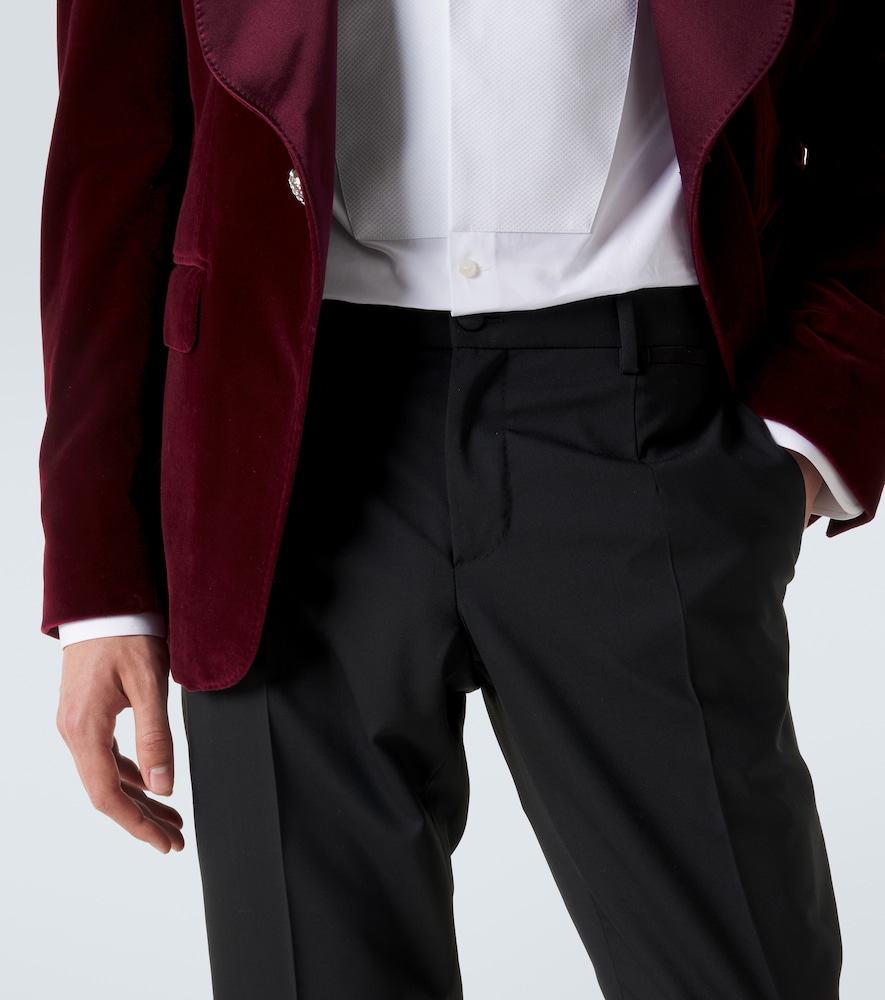 Wool and silk-blend tuxedo pants