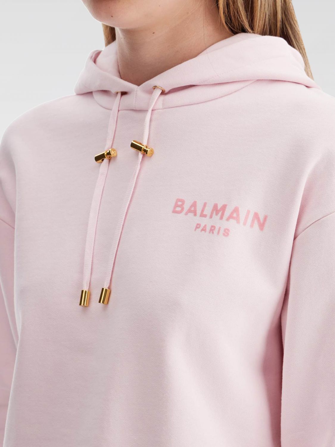Flocked-logo cotton hoodie - Pink