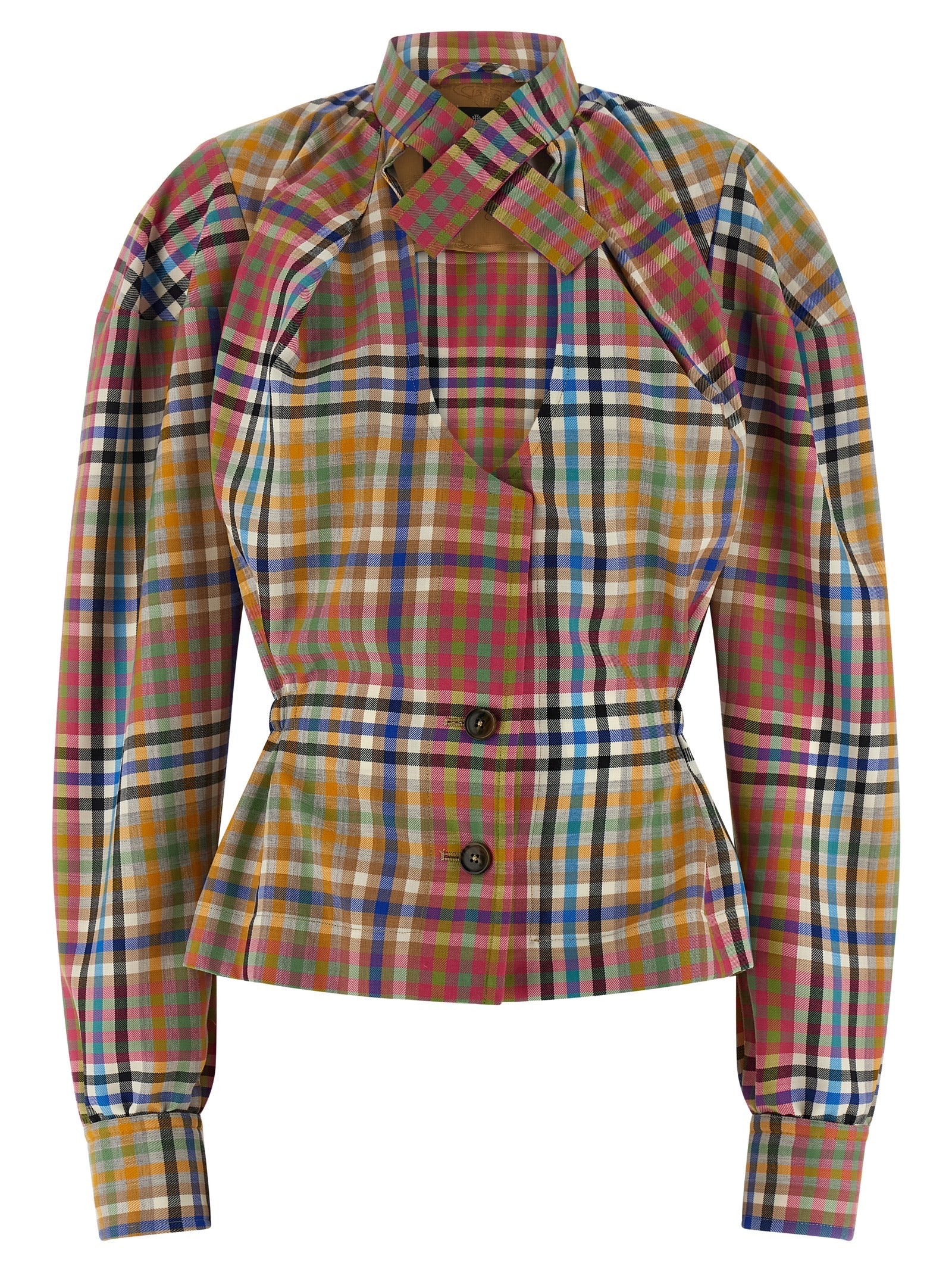 Heather Check Wool Blazer — Multicolor