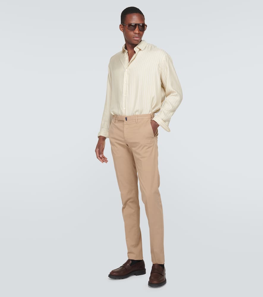 Cotton-blend slim pants