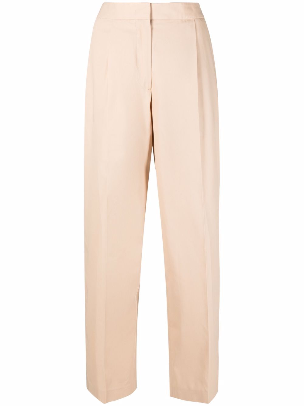 High-waisted cotton trousers - Neutrals