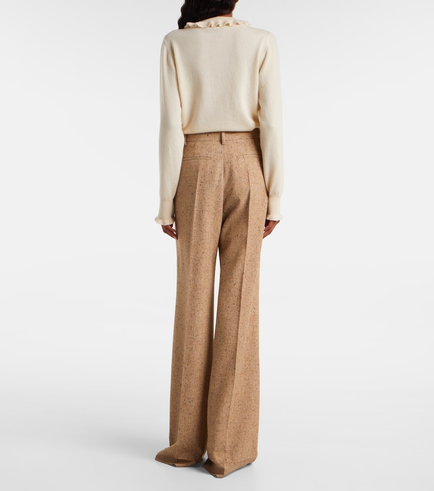 High-rise virgin wool wide-leg pants