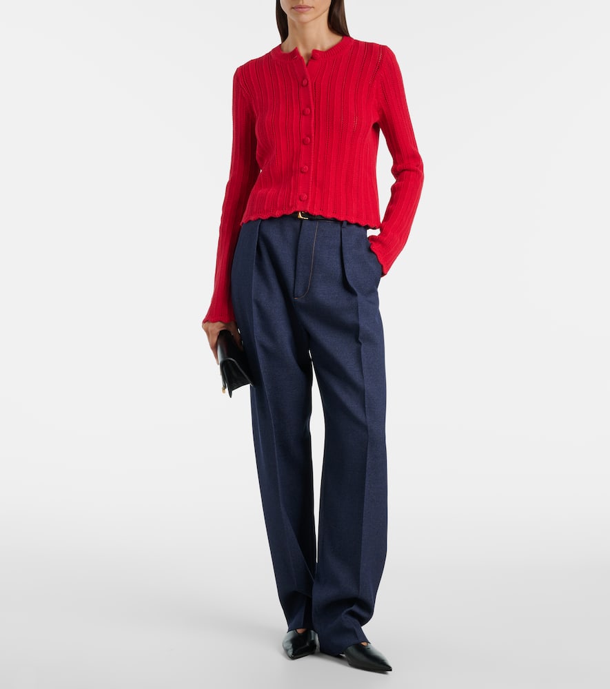 Mariette scalloped pointelle cotton cardigan