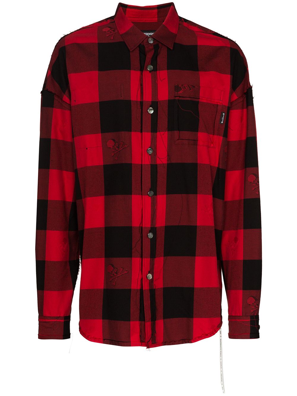Skull-print check shirt - Red