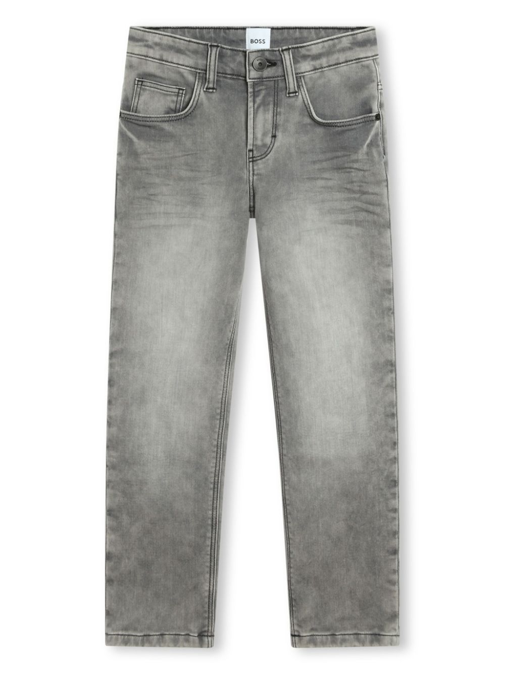 Logo-embossed straight-leg jeans - Grey