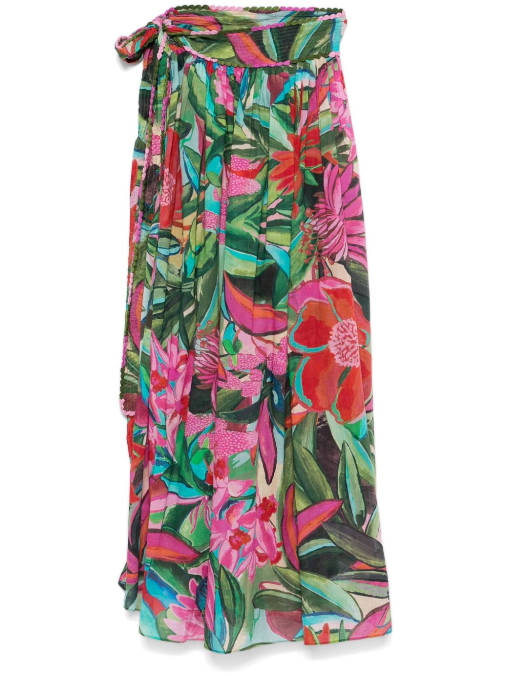 Floral-print midi skirt - Green