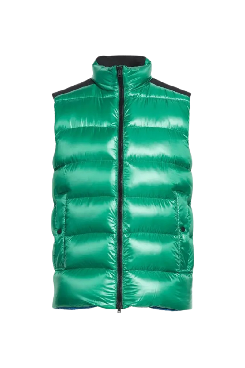 Quilted Nylon Vest — Green