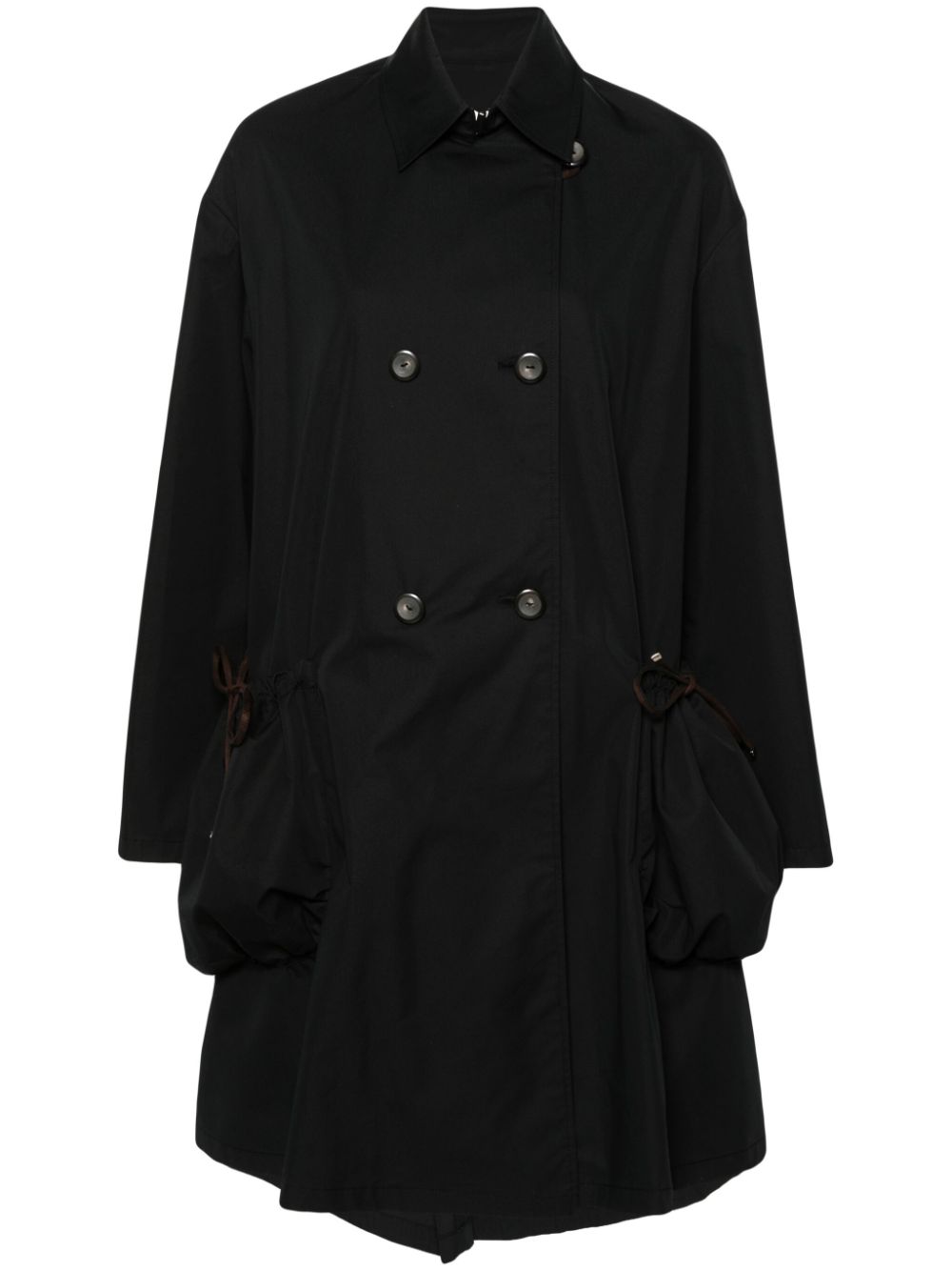 Cotton-blend double-breasted coat - Blue
