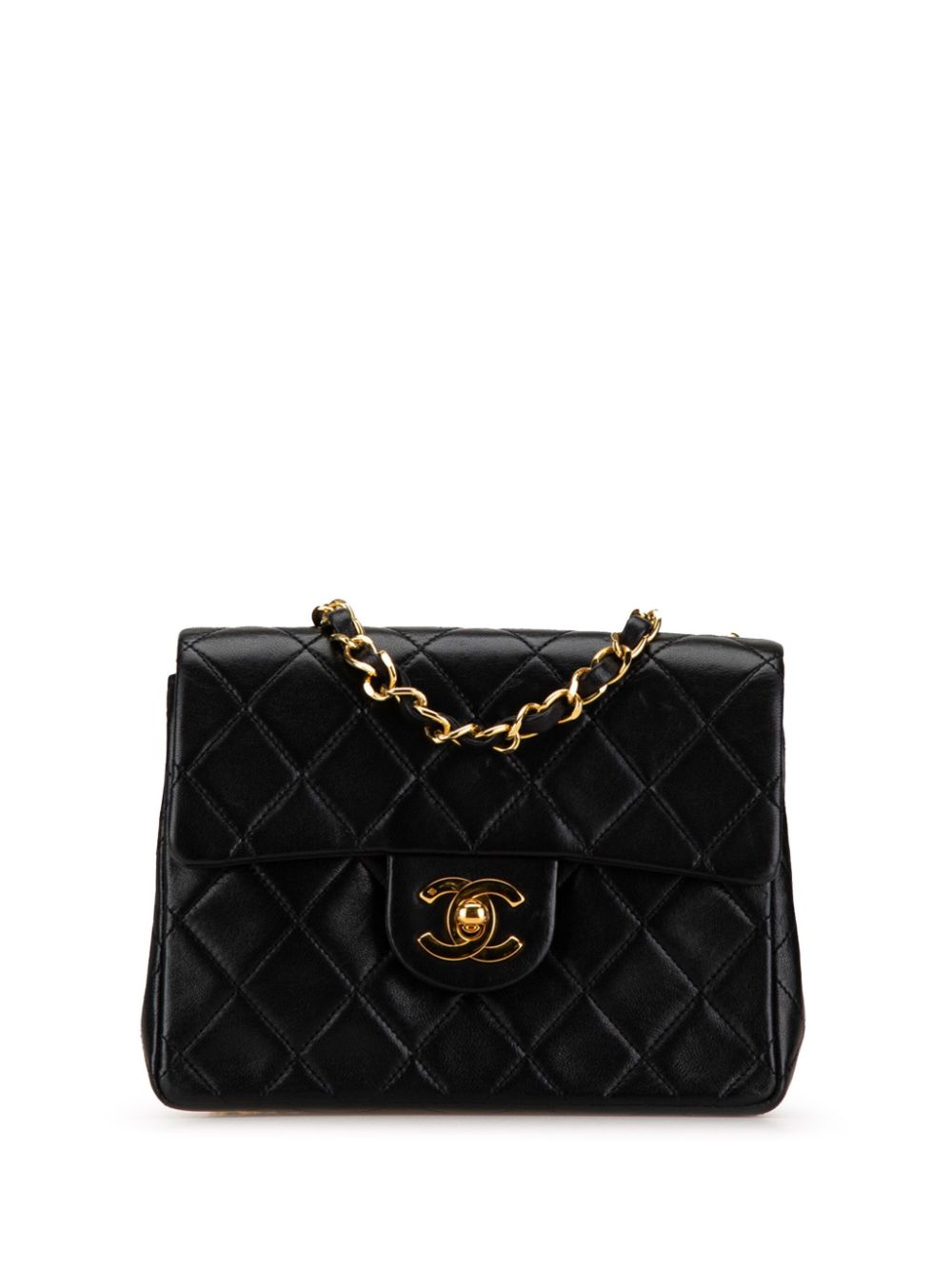 1991-1994 Mini Square Classic Lambskin Flap crossbody bag - Black
