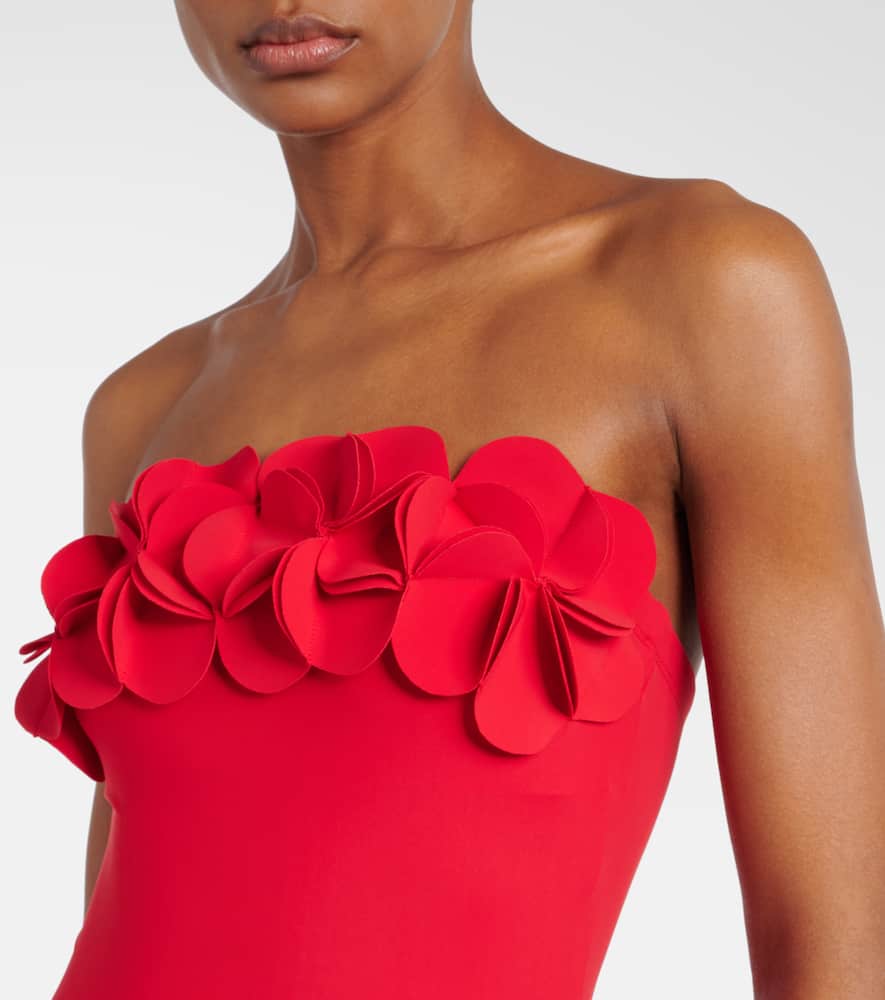 Tess floral-appliqué bandeau swimsuit