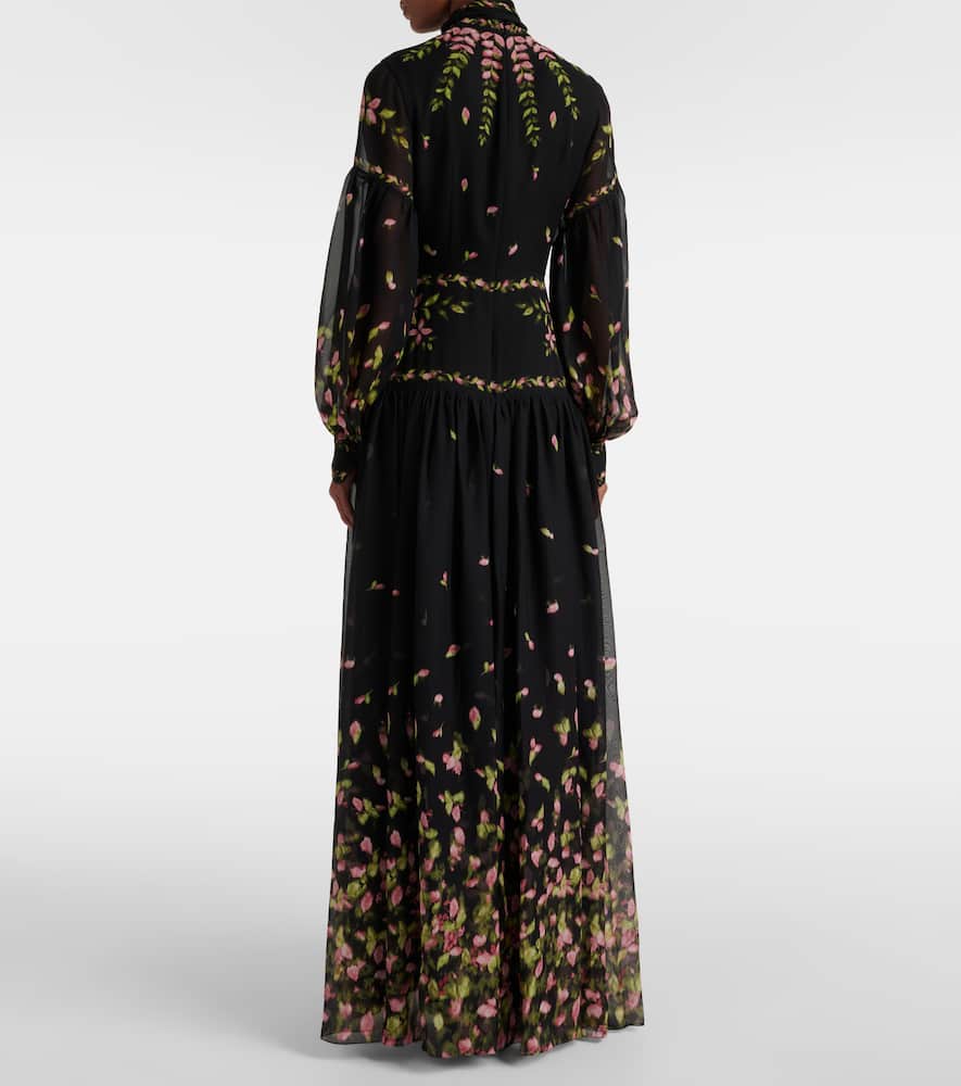 Floral silk voile gown
