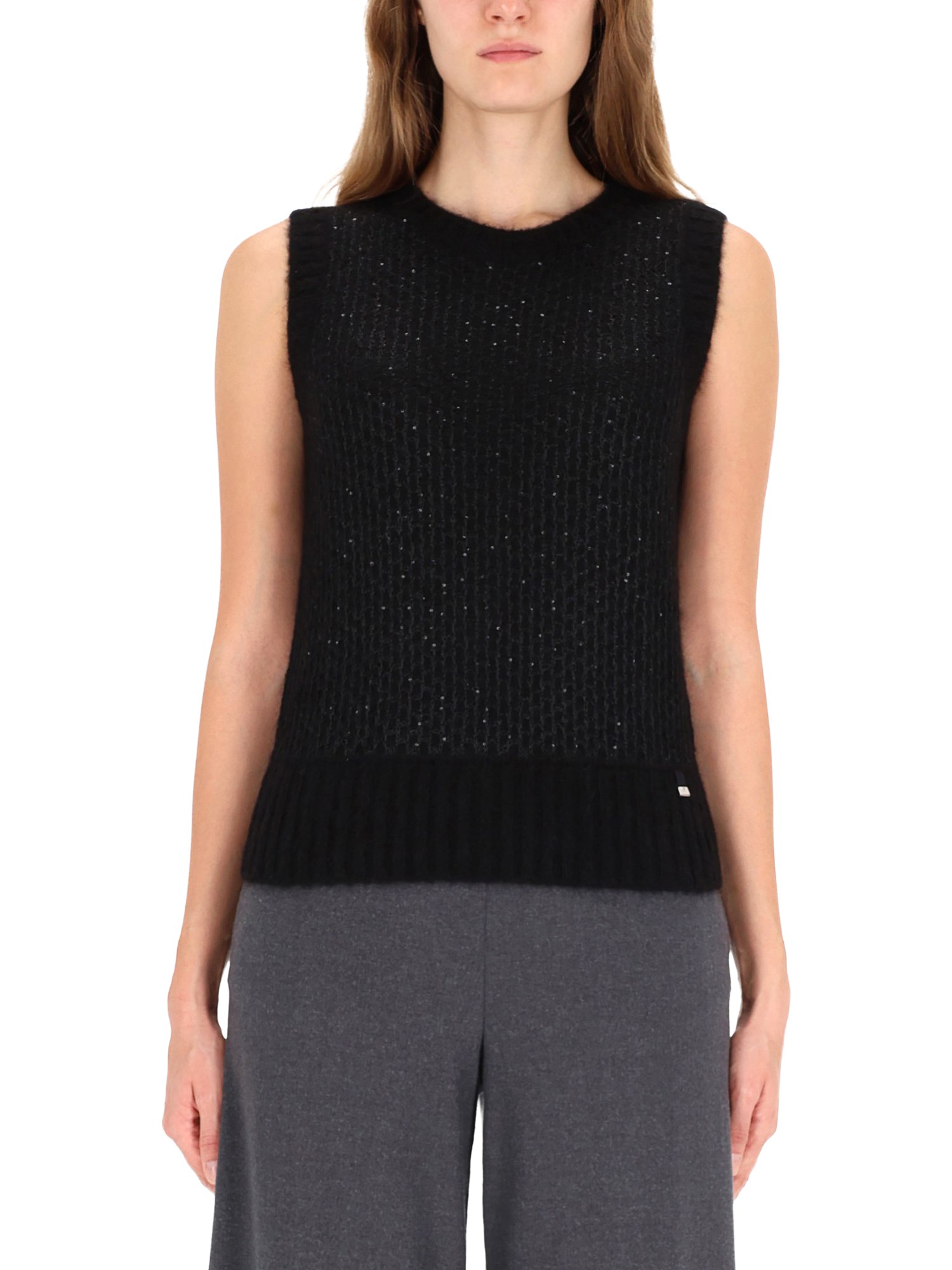 Metallic effect sequined vest