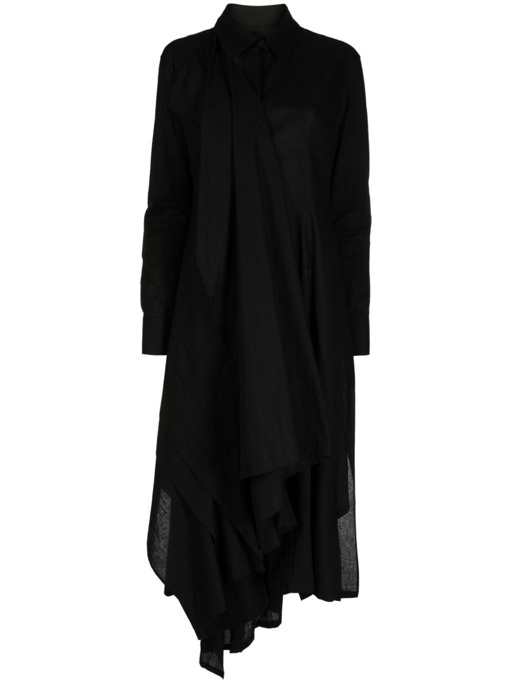 Muslin draped midi dress - Black
