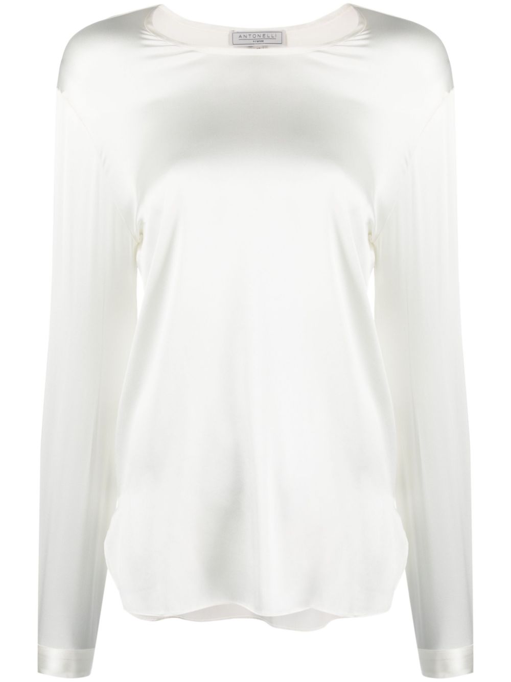 Boat-neck satin sweatshirt - White
