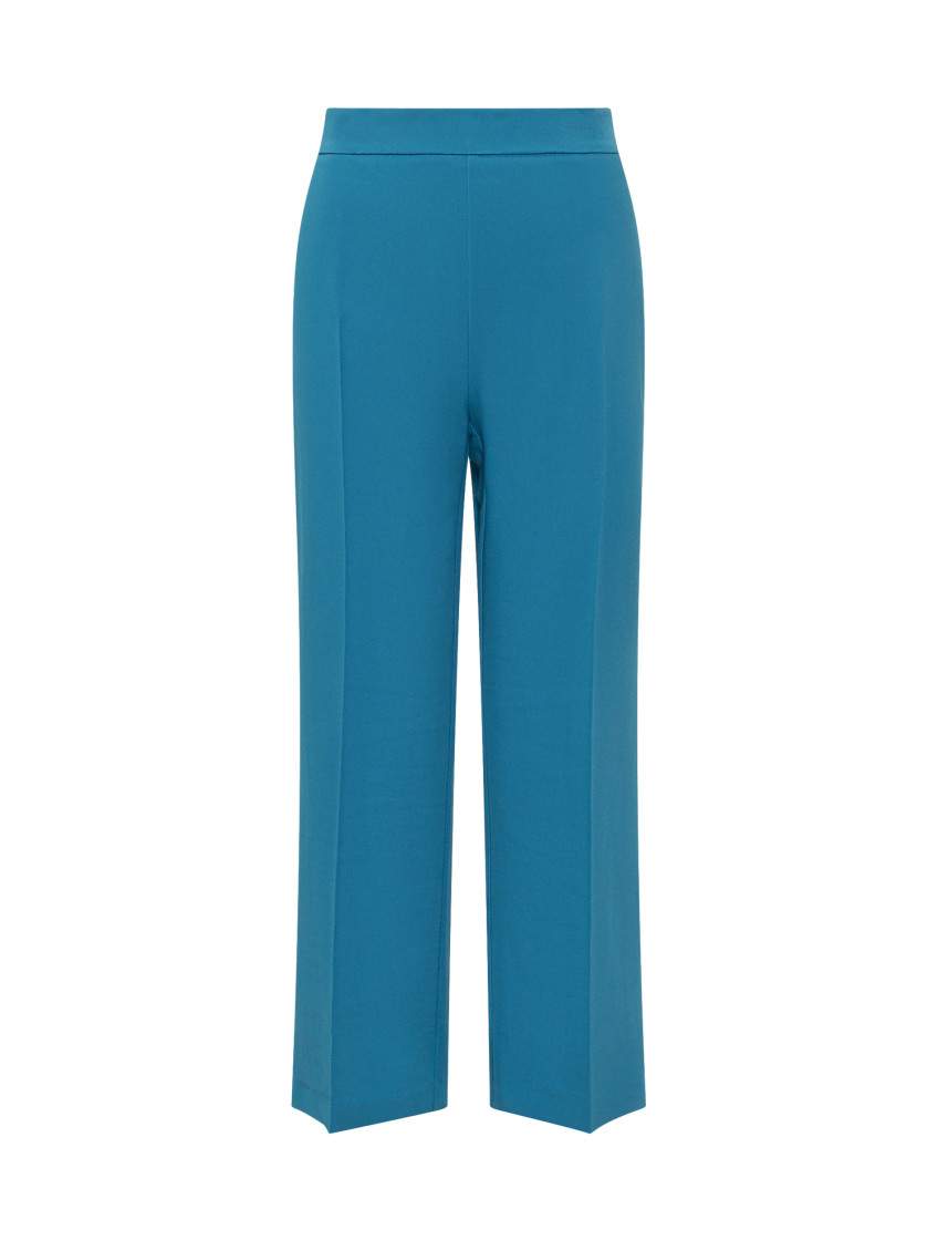 Blue Bootcut Flat Front Pants