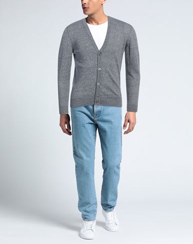 Man Cardigan Blue Size 38 Linen, Paper