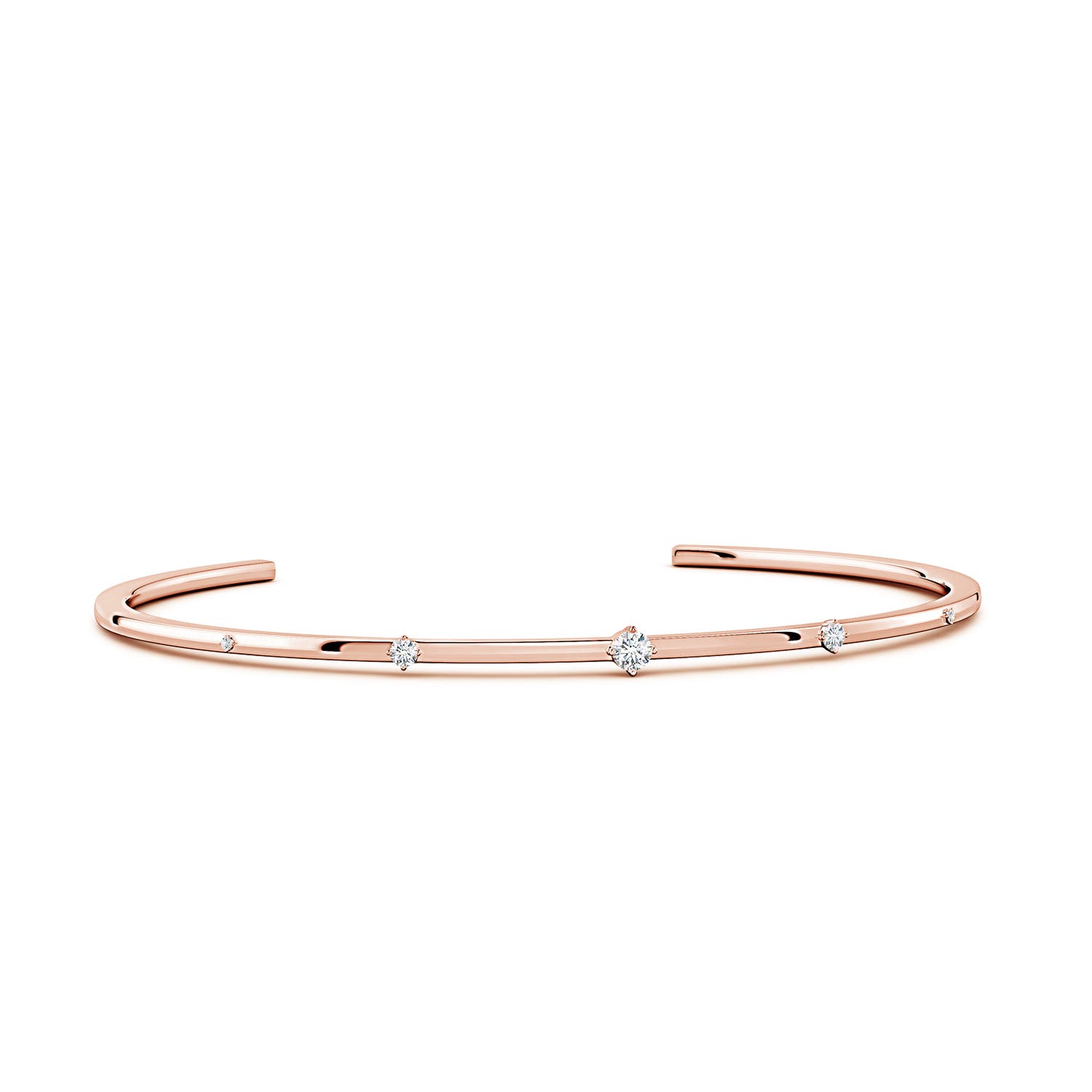 Angara 3 MM Five-Stone Round Lab-Grown Diamond Station Cuff Bracelet in 14K Rose Gold