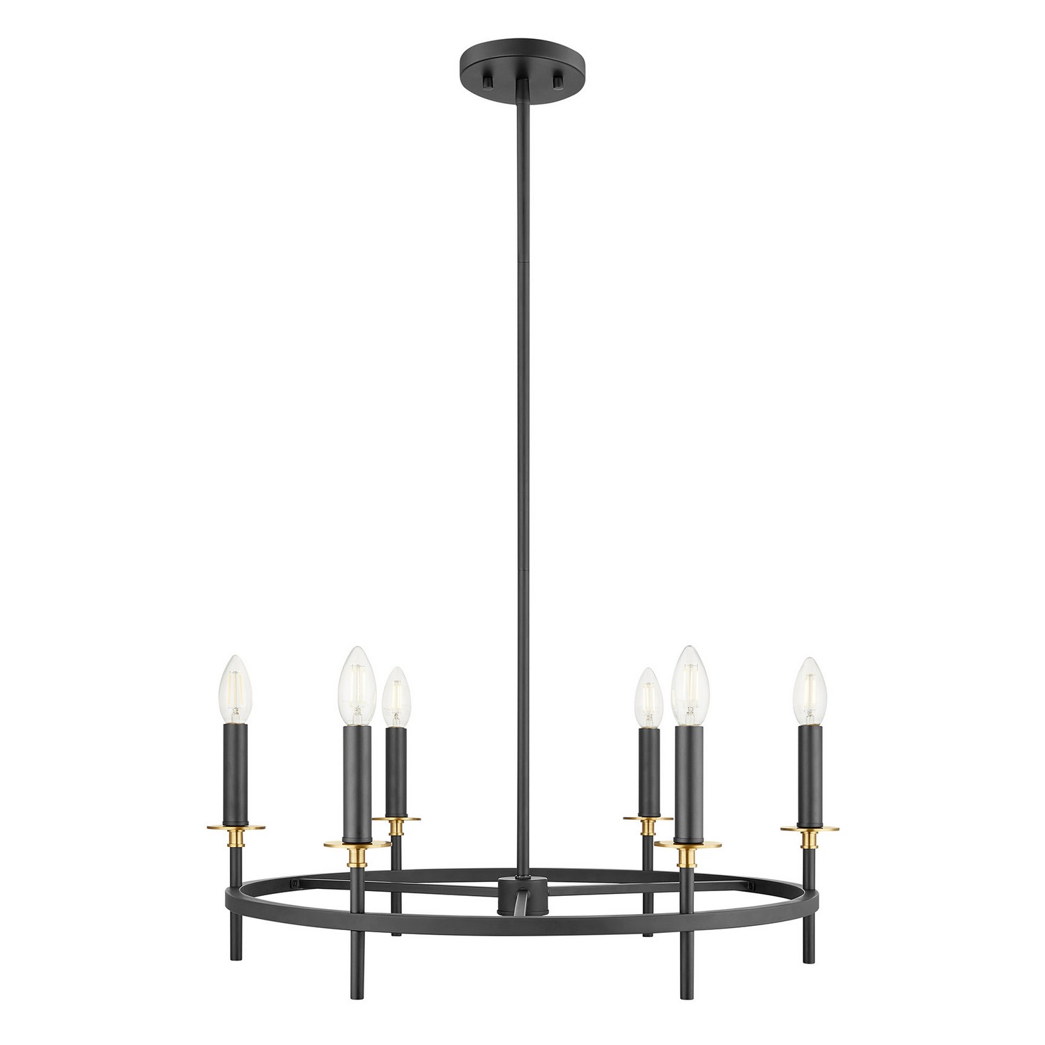 Chandelier in Matte Black and Natural Bra