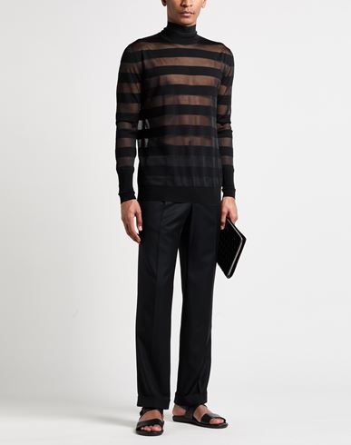 Man Turtleneck Black Size 36 Virgin Wool, Polyester