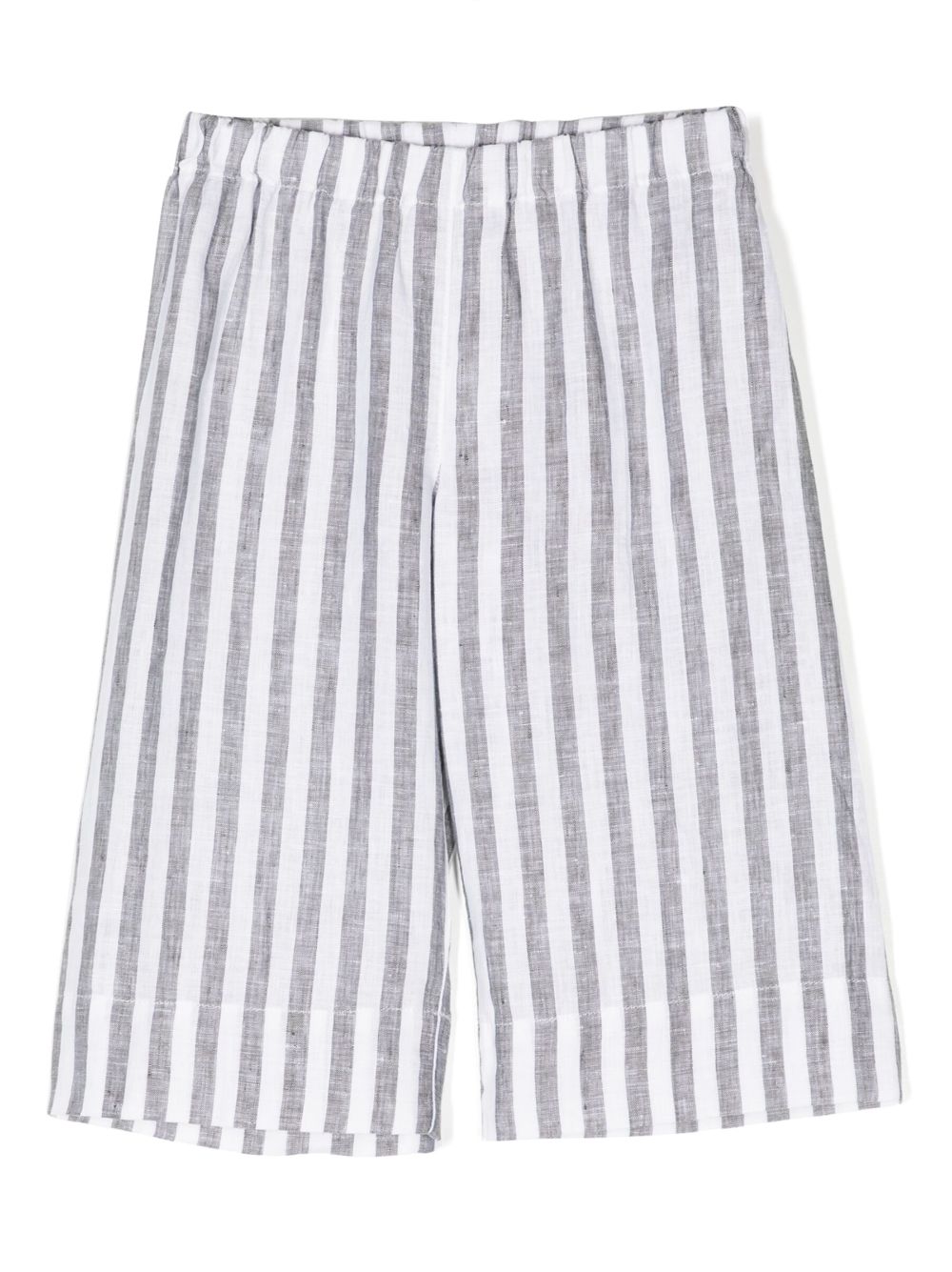 Elasticated-waistband striped linen shorts - Grey