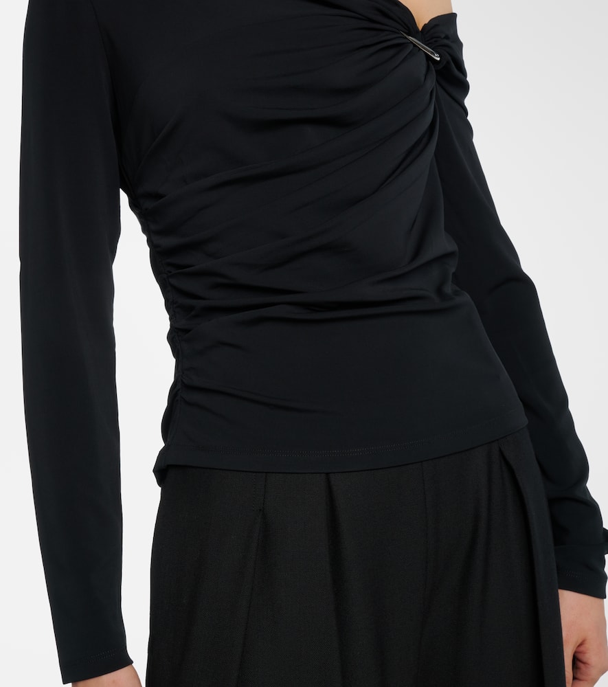 Lozea asymmetric ruched jersey top