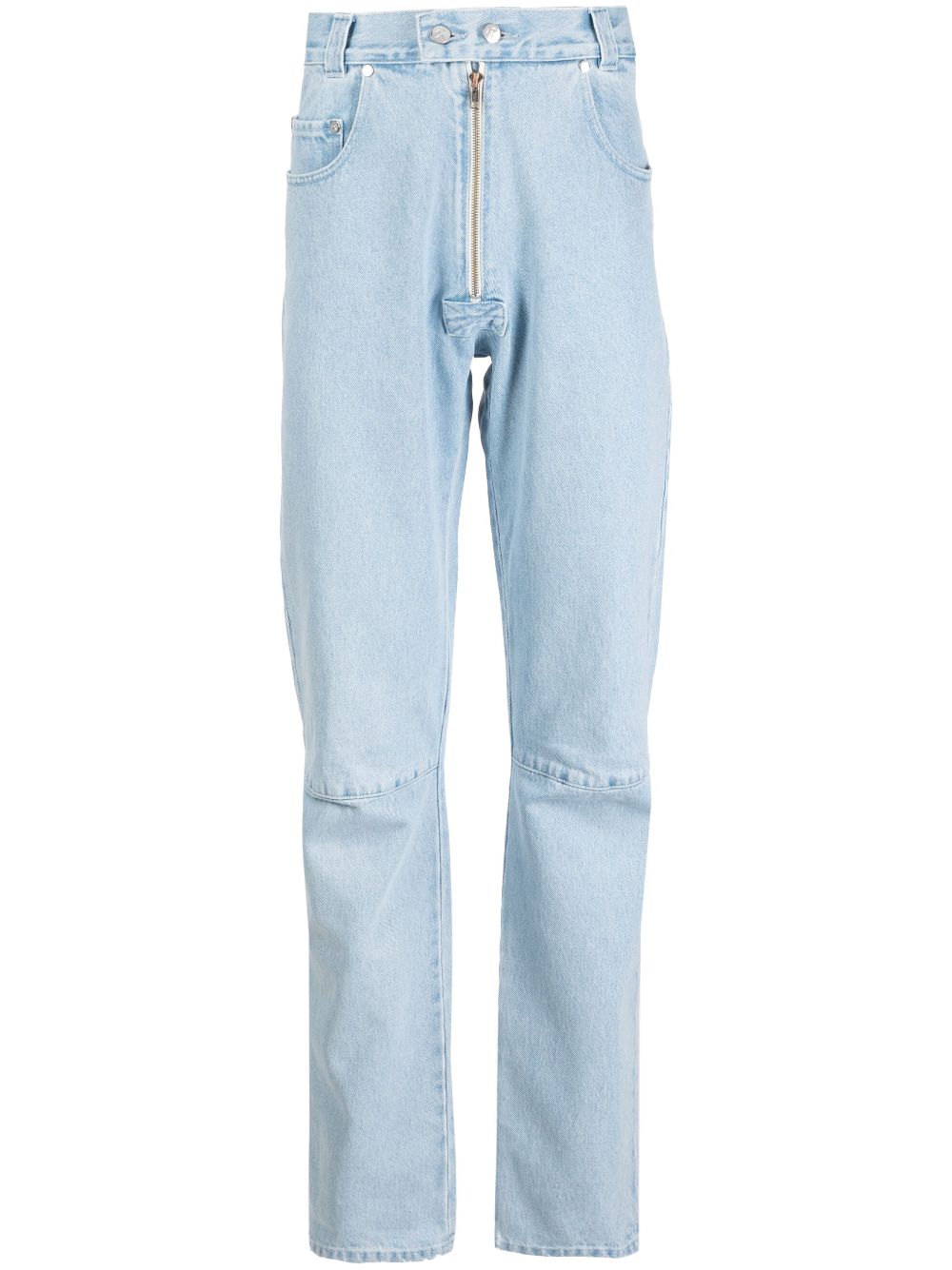 Washed straight-leg jeans - Blue