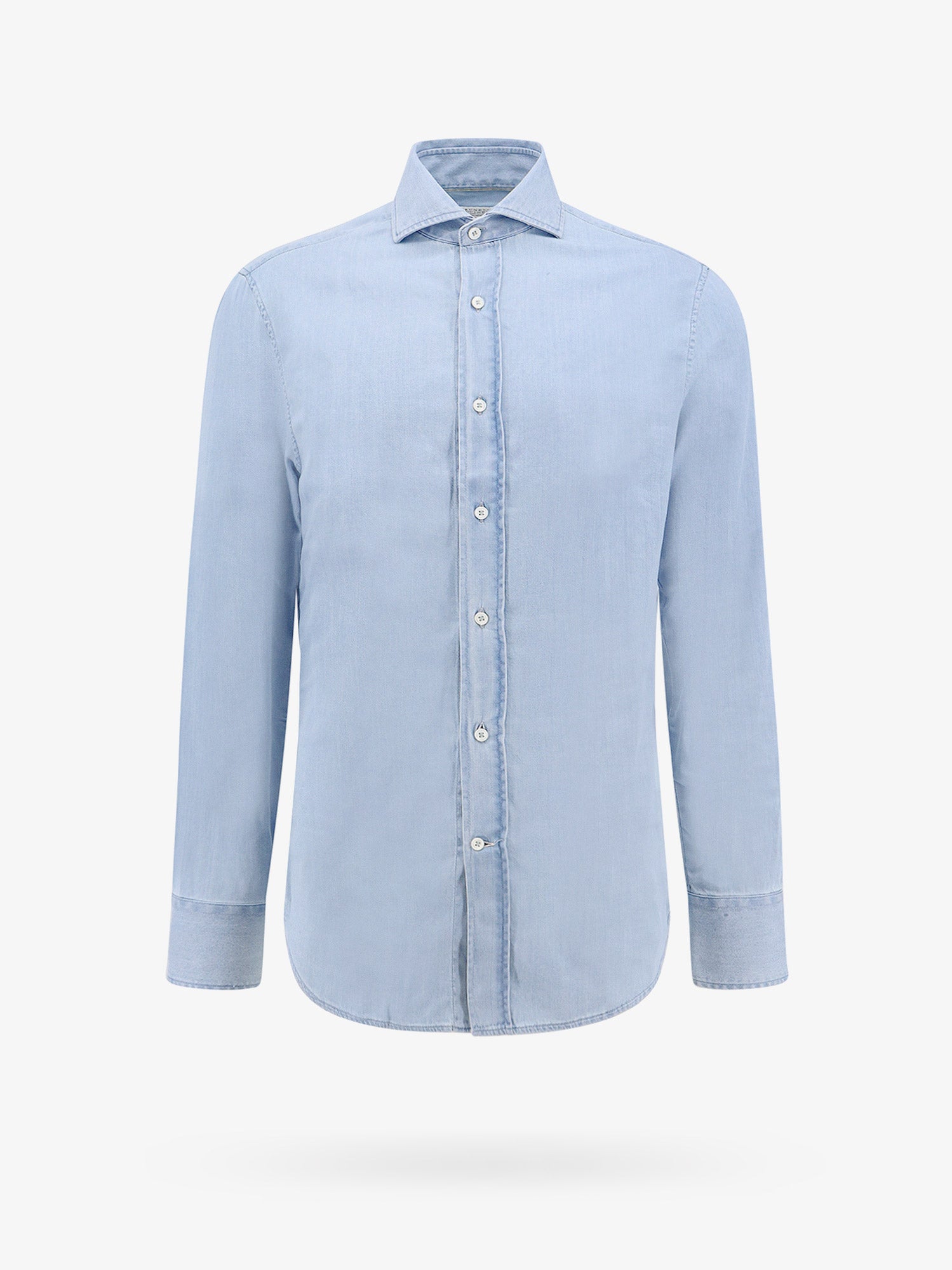 Spread-collar cotton shirt - Blue