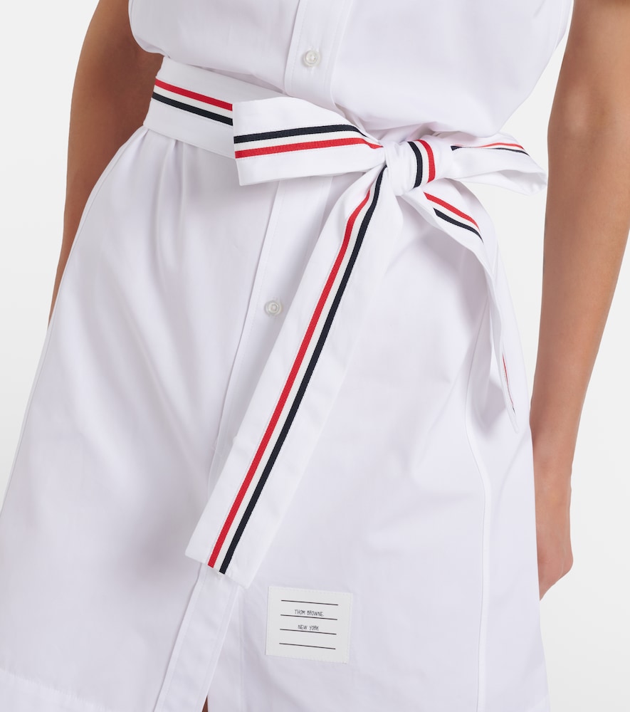 Belted cotton poplin shirt dress