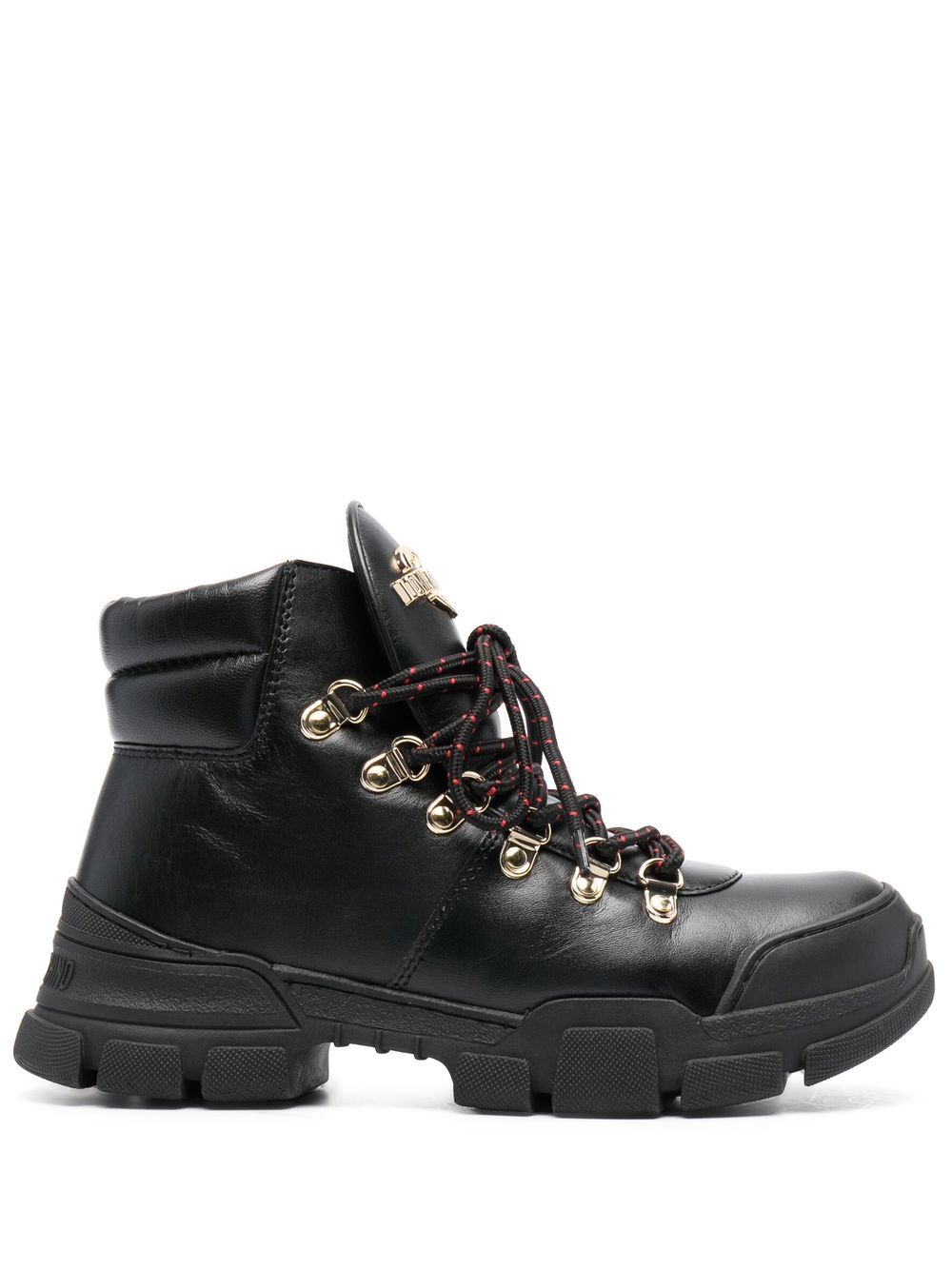 Logo-plaque lace-up ankle boots - Black