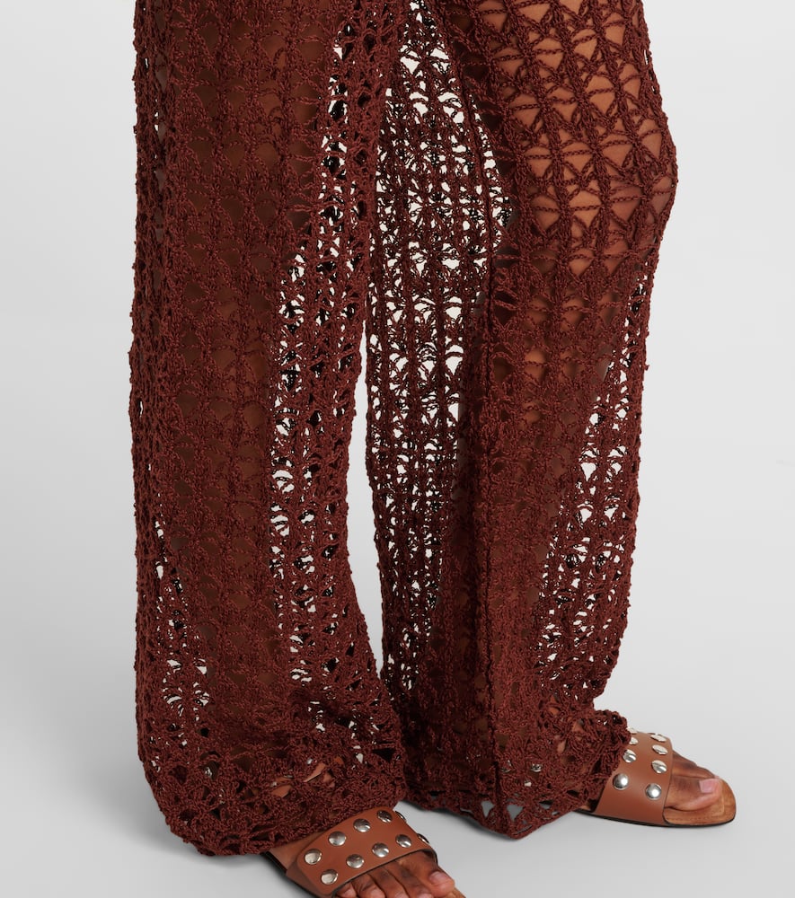 Crochet cotton wide-leg pants