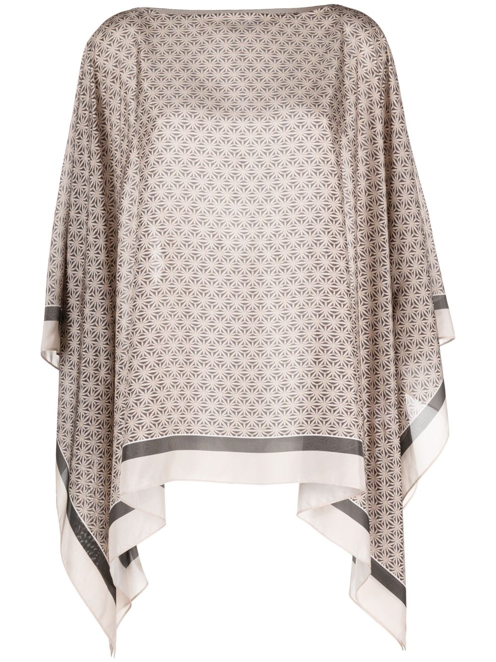 Geometric-pattern silk tunic - Neutrals