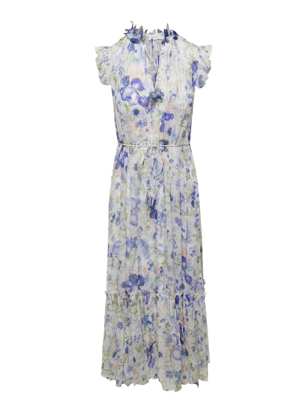 Multicolored Floral Garden Print Maxi Dress In Viscose Woman
