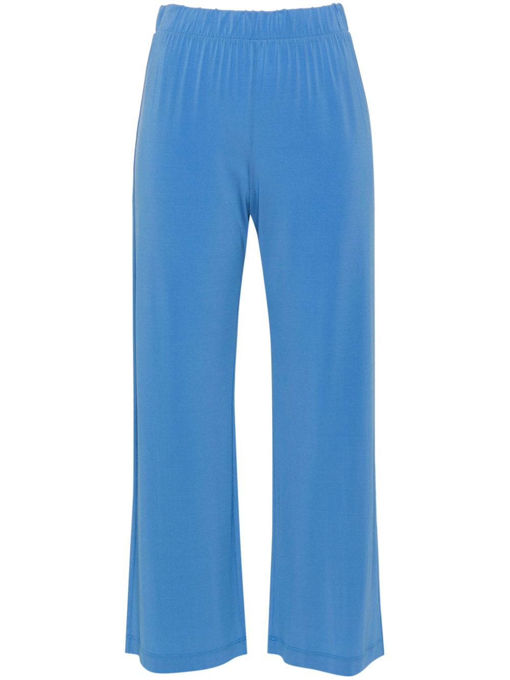 Elasticated-waistband cropped trousers - Blue