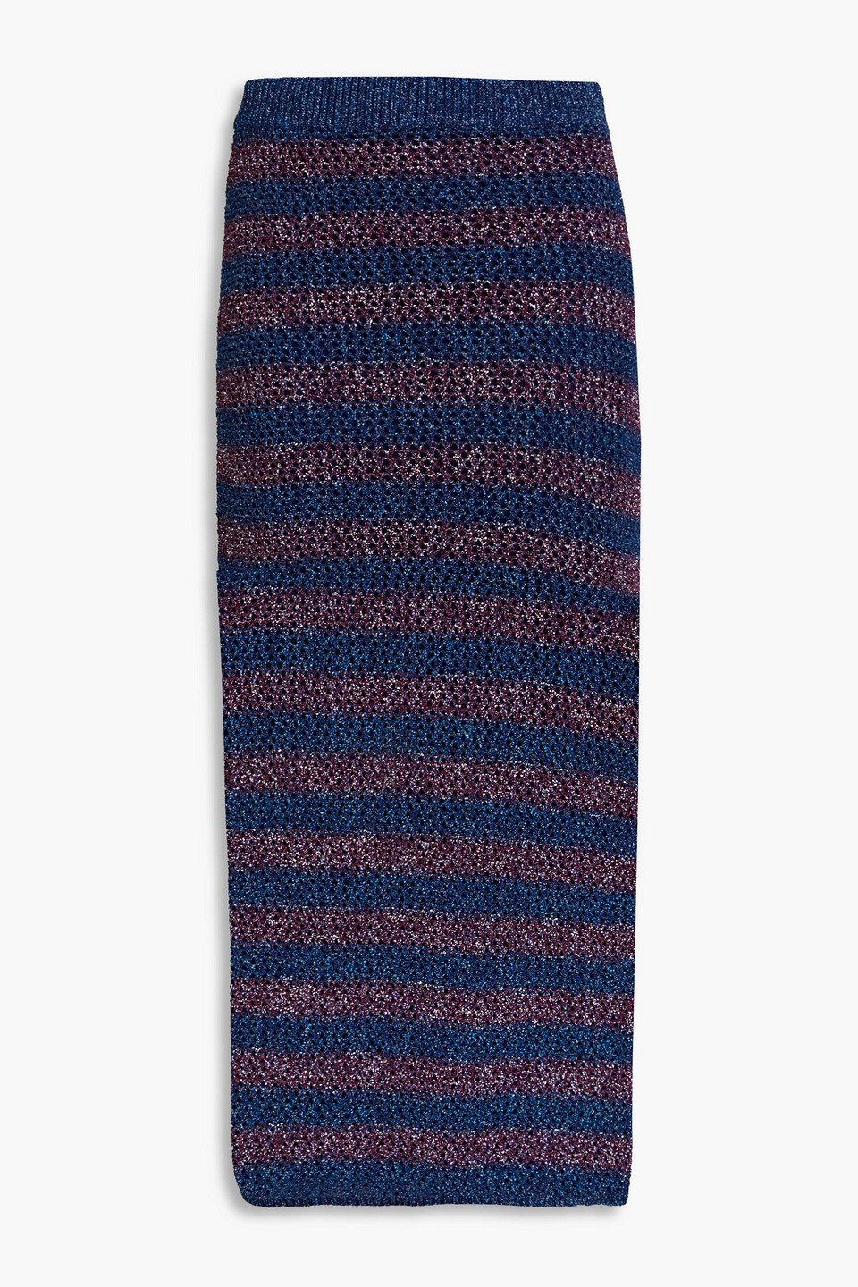 Marled pointelle-knit midi skirt
