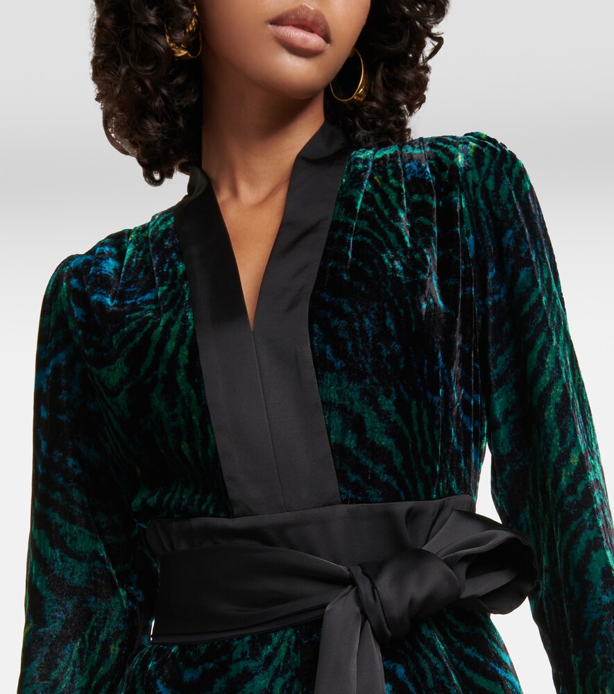 Vegas tiger-print velvet jumpsuit